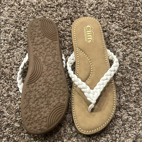 Cliffs by WHITE MOUNTAIN Braided White and Tan Sandals - Picture 2 of 2